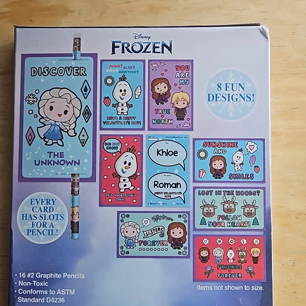 DISNEY FROZEN 16 VALENTINE'S WITH PENCILS